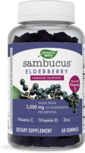 Nature’s Way Sambucus Elderberry Gummies, With Vitamin C, Vitamin D and Zinc, Immune Support for Kids and Adults*
